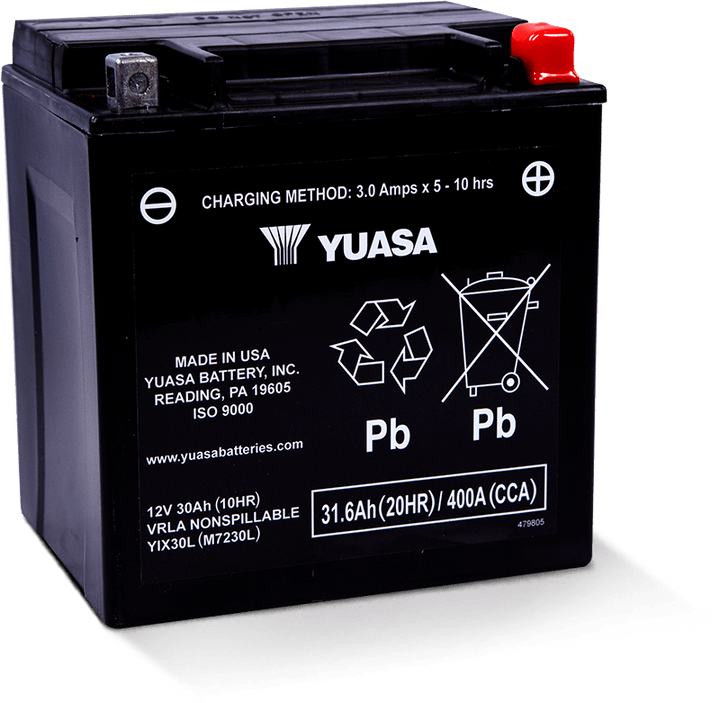 Yuasa YIX30L Maintenance Free AGM 12-Volt Battery - Bull Strap