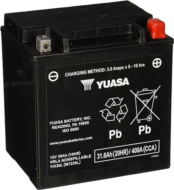 Yuasa YIX30L-PW Maintenance Free AGM 12-Volt Battery - Bull Strap