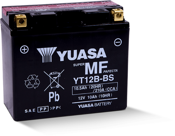 Yuasa YT12B-BS Maintenance Free 12-Volt AGM Battery w/Bottle - Bull Strap
