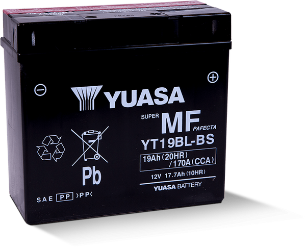 Yuasa YT19BL-BS Maintenance Free AGM 12-Volt Battery w/Bottle - Bull Strap