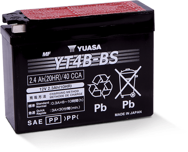 Yuasa YT4B-BS Maintenance Free AGM 12-Volt Battery w/Bottle - Bull Strap