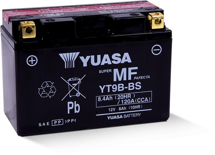 Yuasa YT9B-BS Maintenance Free 12-Volt AGM Battery w/Bottle - Bull Strap