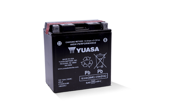 Yuasa YTX20CH-BS High Performance AGM Battery w/Bottle - Bull Strap