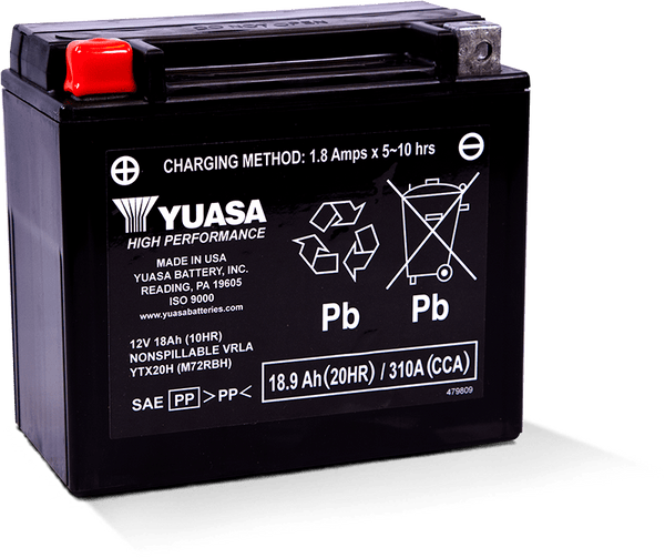 Yuasa YTX20H Maintenance Free AGM 12-Volt Battery - Bull Strap