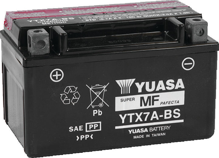 Yuasa YTX7A-BS Maintenance Free AGM 12-Volt Battery w/Bottle - Bull Strap