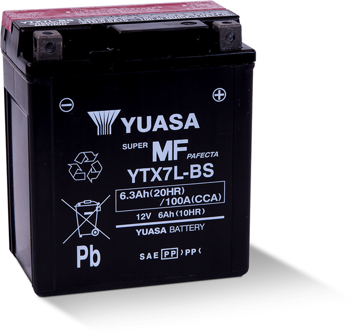 Yuasa YTX7L-BS Maintenance Free AGM 12-Volt Battery w/Bottle - Bull Strap