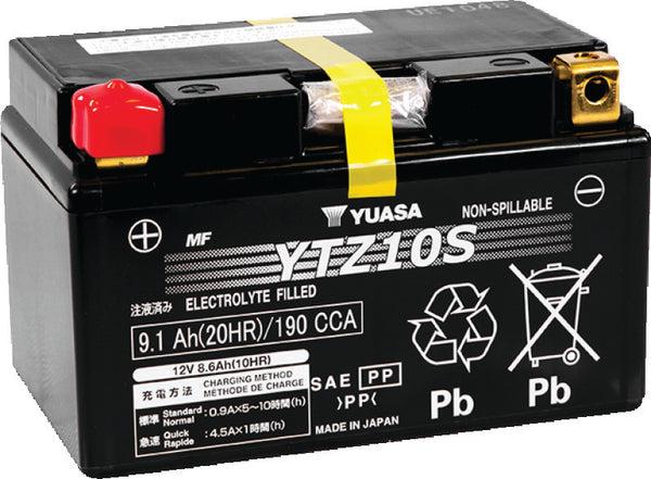 Yuasa YTZ10S Maintenance Free AGM 12-Volt Battery - Bull Strap