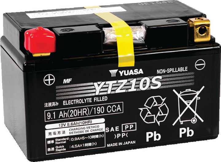 Yuasa YTZ10S Maintenance Free AGM 12-Volt Battery - Bull Strap