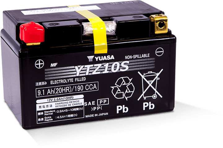Yuasa YTZ10S Maintenance Free AGM 12-Volt Battery - Bull Strap