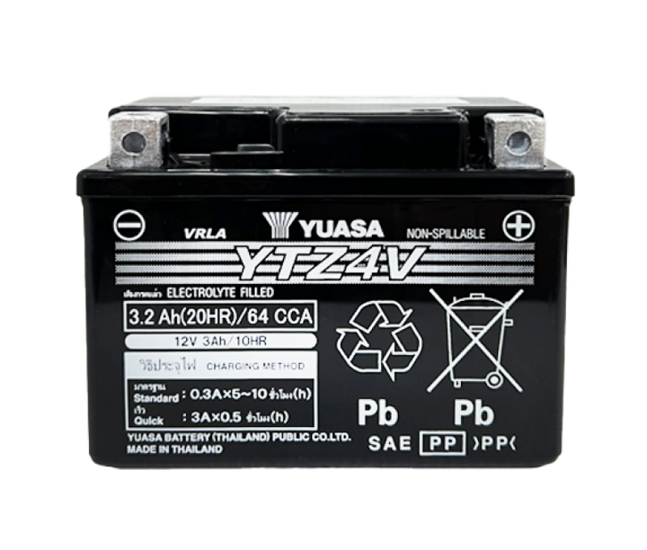 Yuasa YTZ6V Maintenance Free AGM 12-Volt Battery - Bull Strap