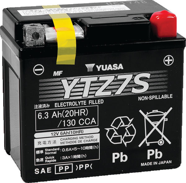 Yuasa YTZ7S Maintenance Free AGM 12-Volt Battery - Bull Strap