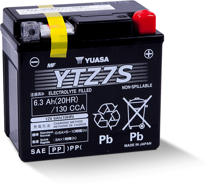 Yuasa YTZ7S Maintenance Free AGM 12-Volt Battery - Bull Strap