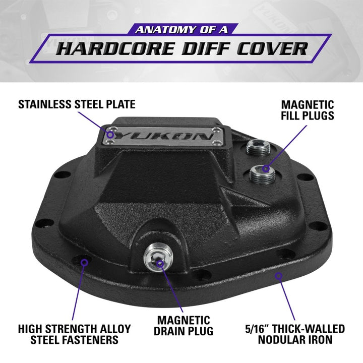 Yukon Gear Hardcore Diff Cover for Dana 44 - Nodular Iron Yukon Cover - Bull Strap