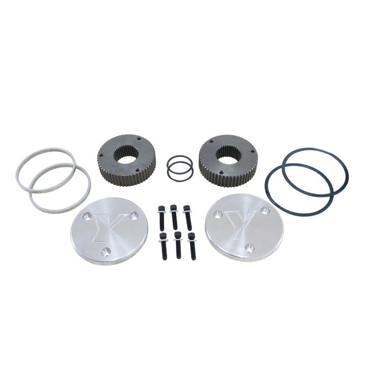 Yukon Gear Hardcore Drive Flange Kit For Dana 60 / 35 Spline Outer Stubs. Yukon Engraved Caps - Bull Strap