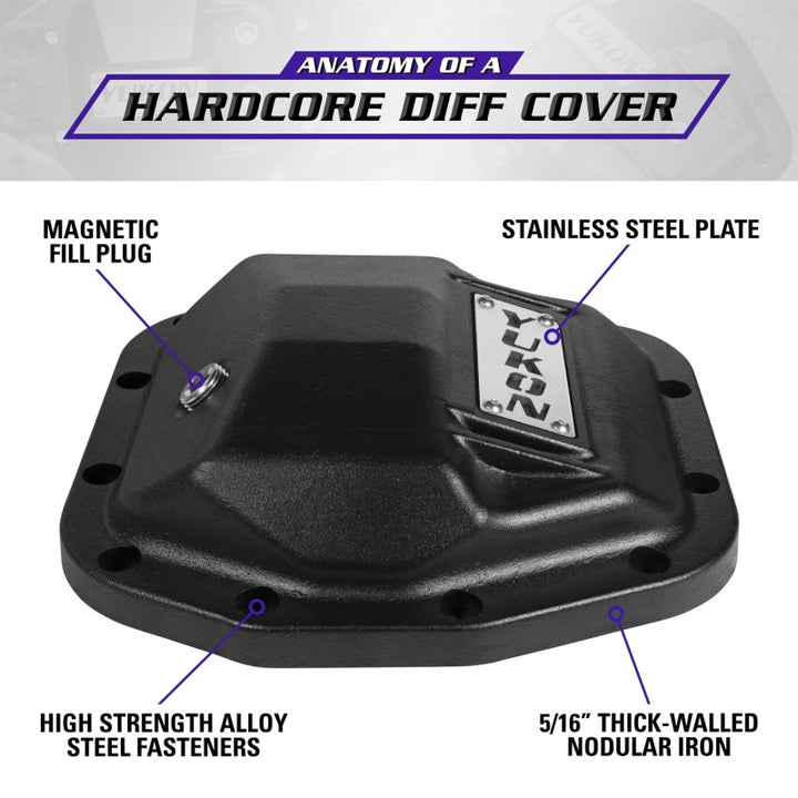 Yukon Gear Hardcore Front Nodular Iron Cover for Jeep Wrangler JL Dana 44/210mm - Bull Strap