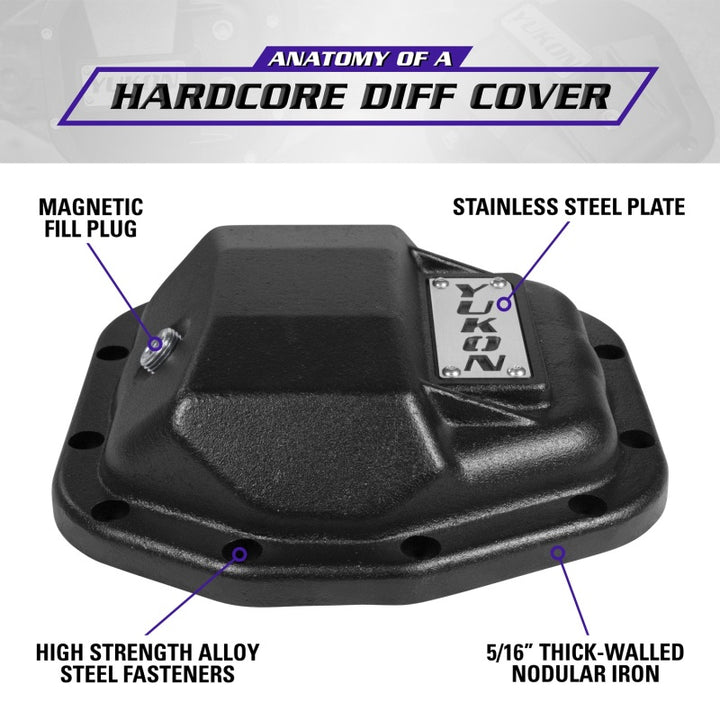 Yukon Gear Hardcore Rear Nodular Iron Cover for Jeep Wrangler JL Dana 44/220mm - Bull Strap