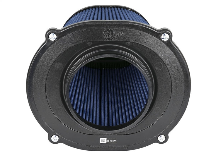 aFe Quantum Pro-5 R Air Filter Inverted Top - 5in Flange x 9in Height - Oiled P5R - Bull Strap