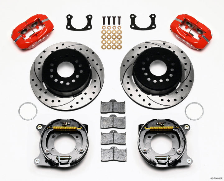 Wilwood Forged Dynalite P/S P-B Kit Drilled-Red New Big Ford 2.50in Offset - Bull Strap