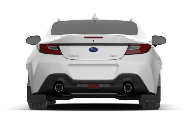 Rally Armor 22-25 Subaru BRZ / Toyota GR86 Black UR Mud Flap w/White Logo - Bull Strap