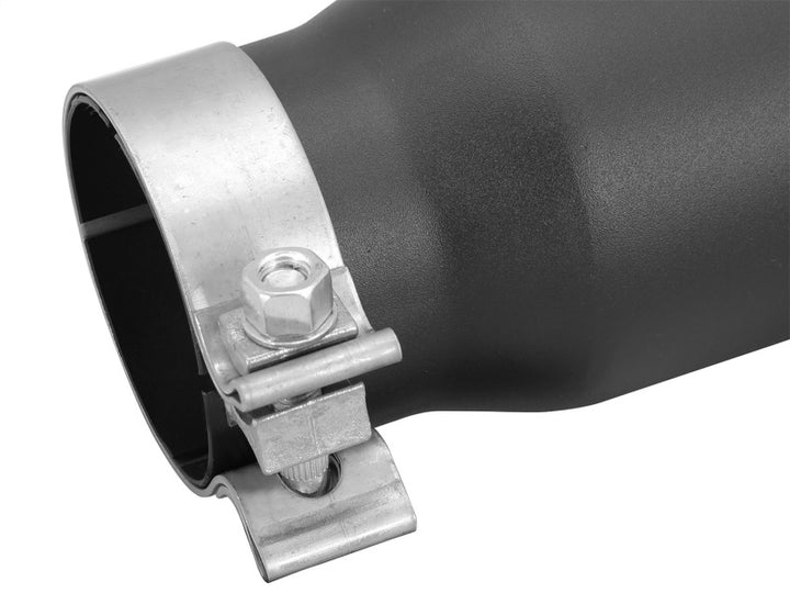 aFe MACHForce XP 3in Inlet x 4in Outlet x 9in Length Clamp-On Black Tip - Bull Strap