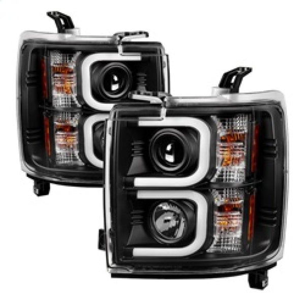Spyder Chevy Silverado 2014-16 2500 HD Projector Headlights Light Bar DRL Blk PRO-YD-CSHD14-LBDRL-BK - Bull Strap