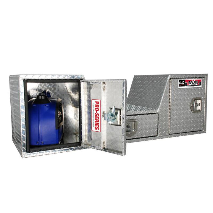Westin/Brute V Shape Goose Neck 5th Wheel 57in Tailgate Box 1 Drawer/2 Swing Doors - Aluminum - Bull Strap