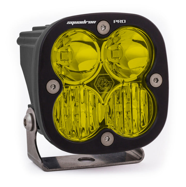 Baja Designs Squadron Pro Driving/Combo Pattern Black LED Light Pod - Amber - Bull Strap