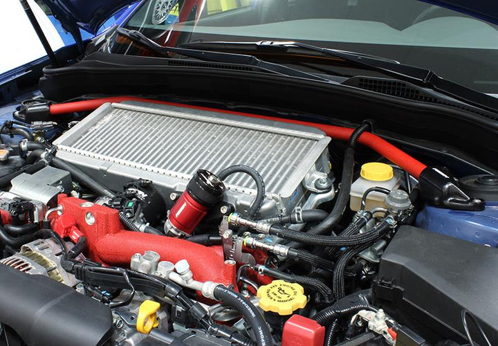 PERRIN 08-14 WRX/STI/Impreza / 14-18 Forester / 13-17 Crosstrek / 05-09 Legacy FR Strut Brace - Red - Bull Strap