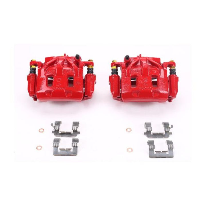 Power Stop 06-07 Subaru B9 Tribeca Front Red Calipers w/Brackets - Pair - Bull Strap