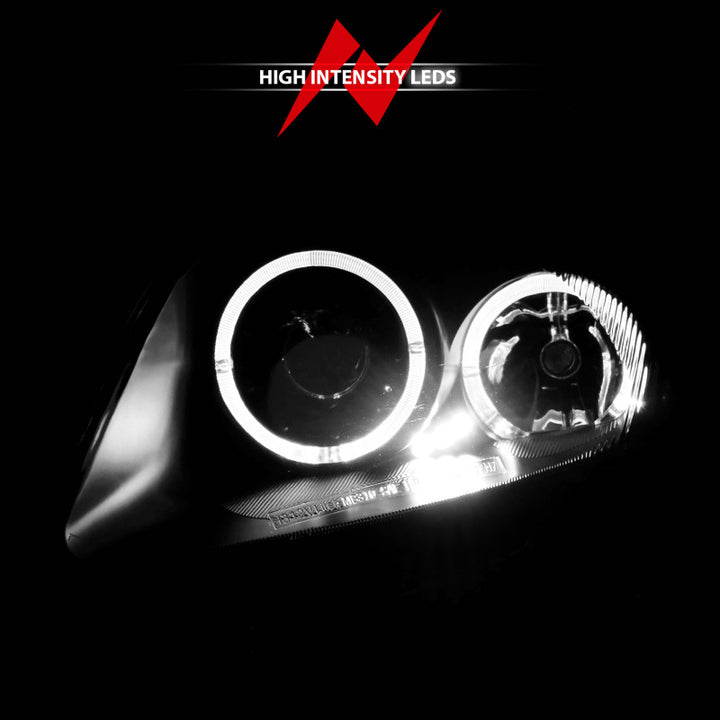 ANZO 2000-2005 Mitsubishi Eclipse Projector Headlights w/ Halo Black - Bull Strap