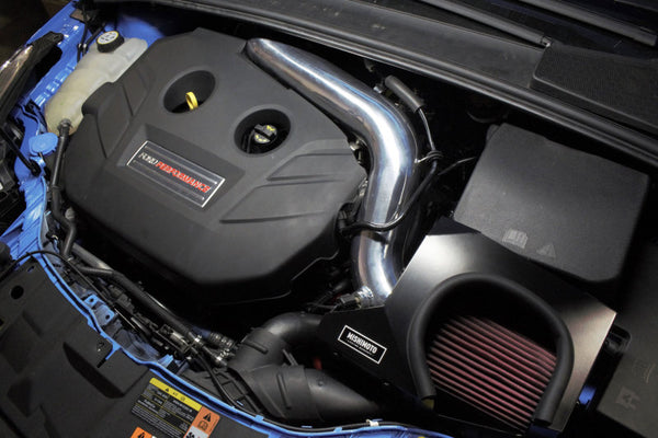 Mishimoto 2016 Ford Focus RS 2.3L Performance Air Intake Kit - Wrinkle Nitrous Blue - Bull Strap