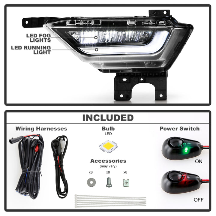 Spyder 21-23 Ford F150 OEM Style Full LED Fog Lights w/ Switch FL-FF1502021-LED-C - Bull Strap