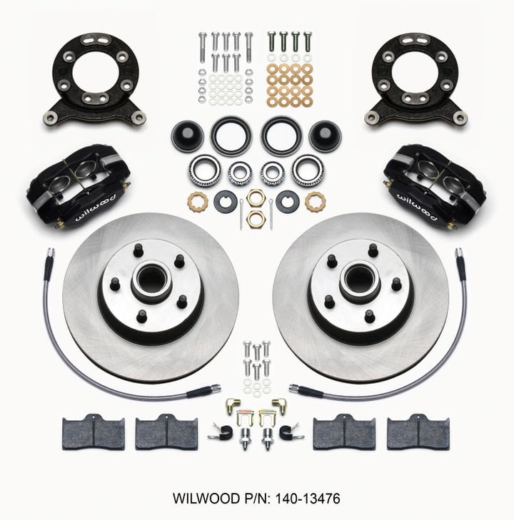 Wilwood Forged Dynalite-M Front Kit 11.30in 1 PC Rotor&Hub 1965-1969 Mustang Disc & Drum Spindle - Bull Strap