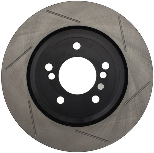 StopTech Power Slot 01-07 BMW M3 (E46) / 00-04 BMW M5 (E39) Rear Left Slotted Rotor - Bull Strap