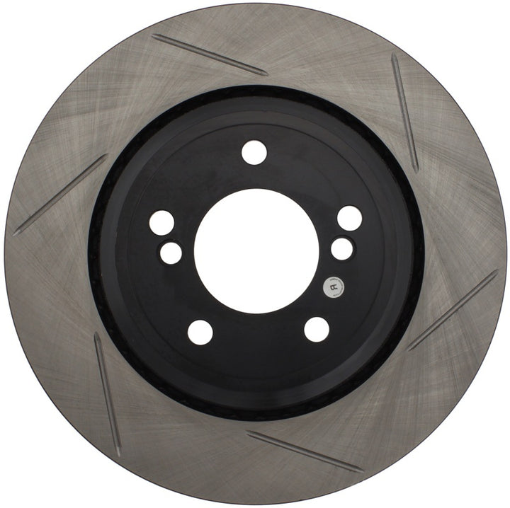 StopTech Power Slot 01-07 BMW M3 (E46) / 00-04 BMW M5 (E39) Rear Left Slotted Rotor - Bull Strap