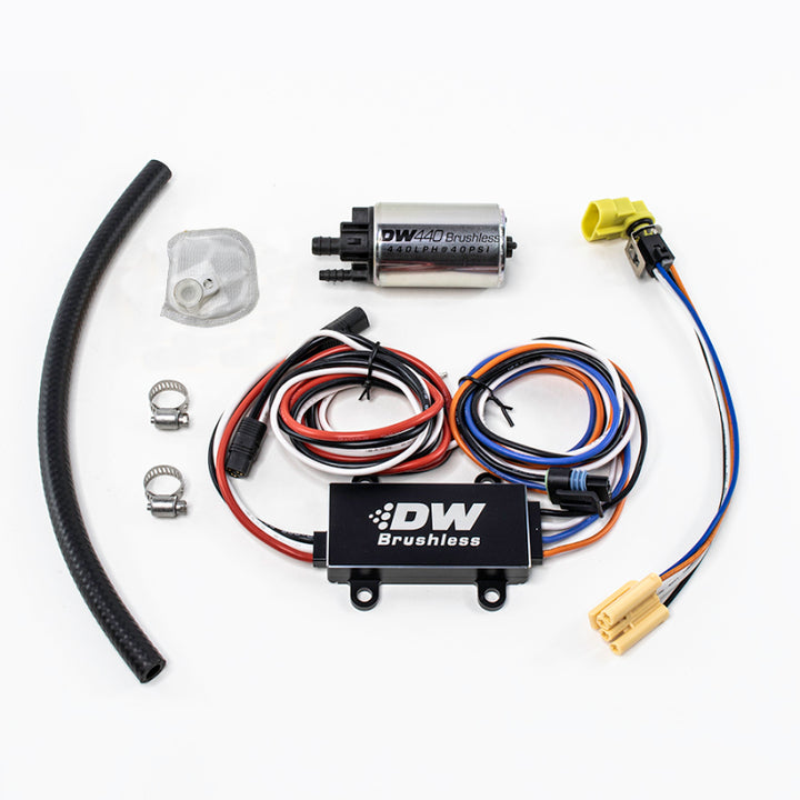 DeatschWerks DW440 440lph Brushless Fuel Pump w/ Dual Speed Controller - Bull Strap