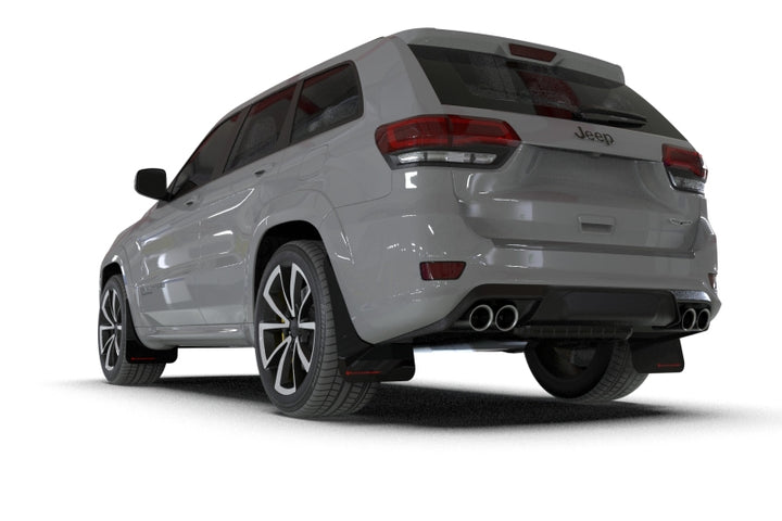 Rally Armor 18-22 Jeep Grand Cherokee SRT Trackhawk Black UR Mud Flap - Metallic Black Logo - Bull Strap