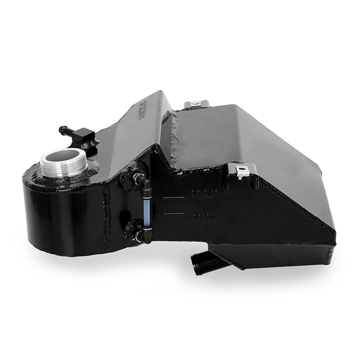 Mishimoto 03-07 Ford 6.0L Powerstroke Aluminum Degas Bottle - Black - Bull Strap