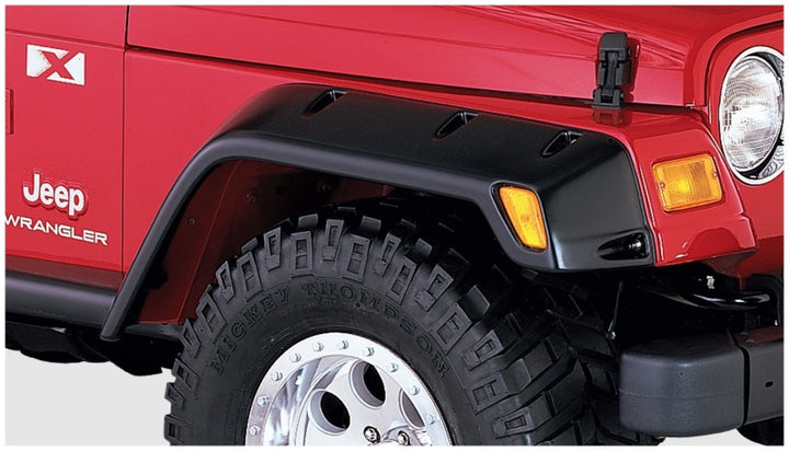 Bushwacker 97-06 Jeep TJ Max Pocket Style Flares 4pc - Black - Bull Strap