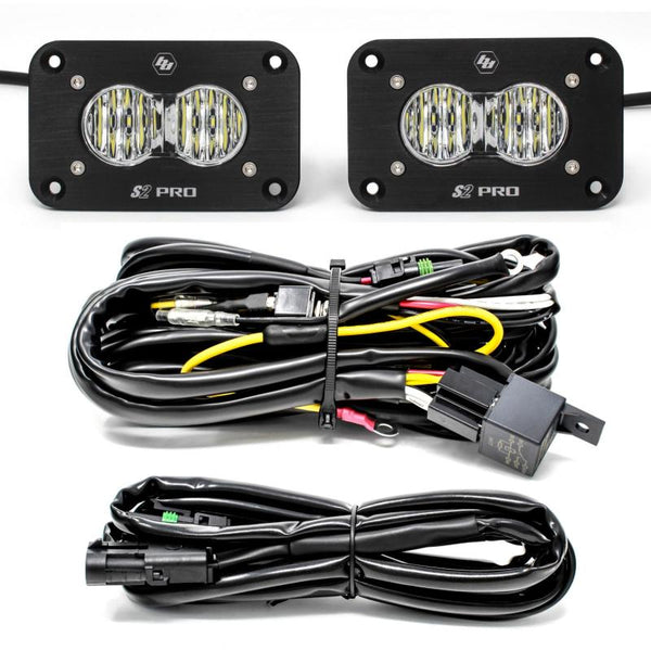 Baja Designs S2 Pro Wide Cornering Pair Flush Mount LED Light Pod Kit - Bull Strap