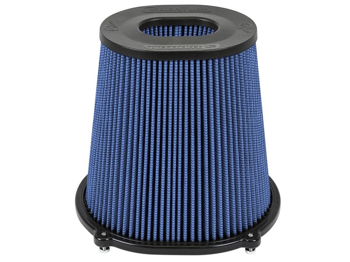 aFe Quantum Pro-5 R Air Filter Inverted Top - 5in Flange x 9in Height - Oiled P5R - Bull Strap