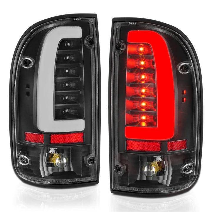 ANZO 95-00 Toyota Tacoma LED Taillights Black Housing Clear Lens (Pair) - Bull Strap