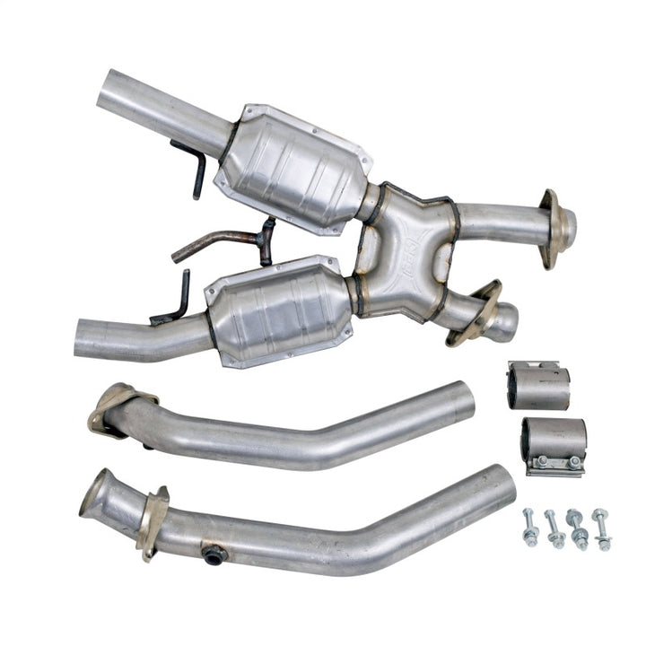 BBK 86-93 Mustang 5.0 High Flow X Pipe With Catalytic Converters - 2-1/2 - Bull Strap
