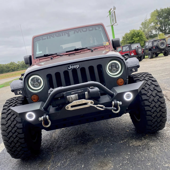 Oracle 7in High Powered LED Headlights - Black Bezel - White - Bull Strap