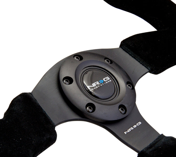 NRG Reinforced Steering Wheel (320mm) Suede w/Black Stitch - Bull Strap