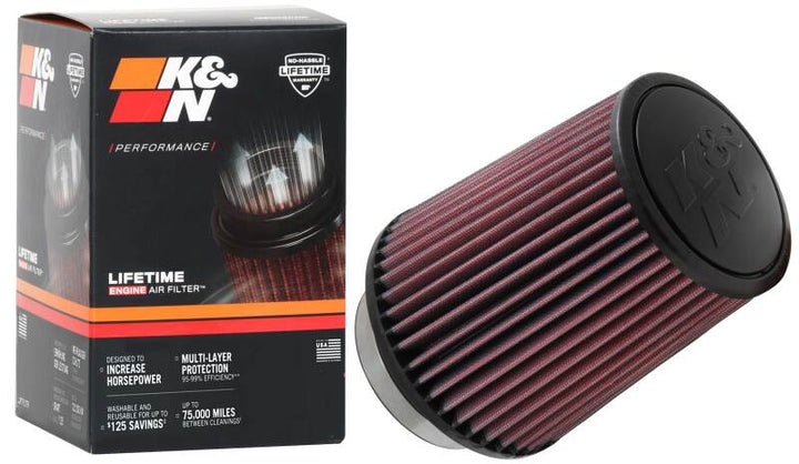 K&N Universal Air Filter 3-1/2in Flange / 5-1/2in Base / 4-1/2in Top / 6-1/2in Height - Bull Strap