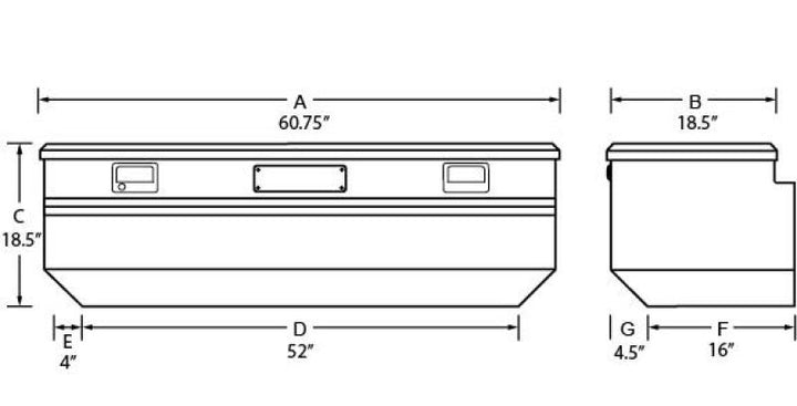 Tradesman Aluminum Flush Mount Truck Tool Box (60in.) - Black - Bull Strap
