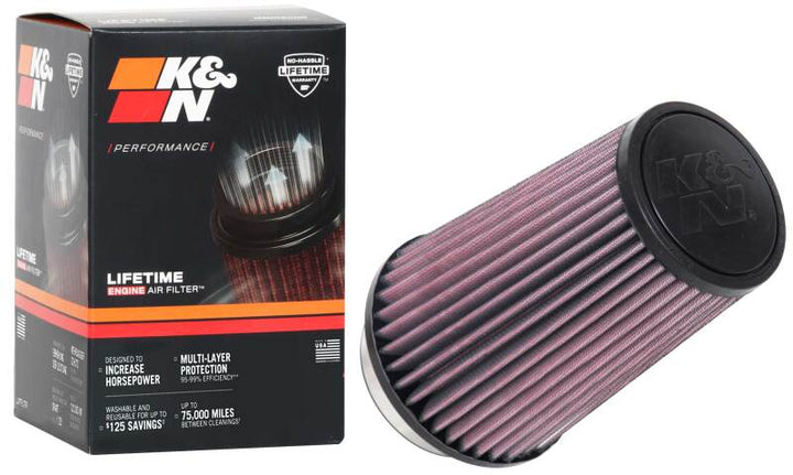 K&N Universal Tapered Filter 3.5in Flange ID x 5.5in Base OD x 4in Top OD x 8in Height - Bull Strap