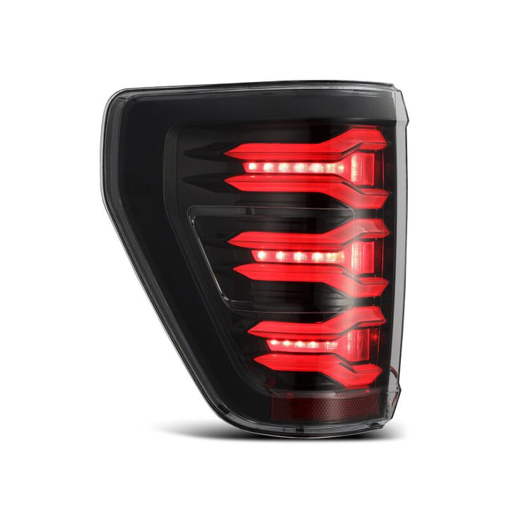 AlphaRex 21-22 Ford F150 LUXX LED Projector Tail Lights - Alpha-Black - Bull Strap