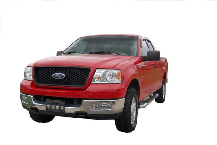 AVS 04-14 Ford F-150 Supercab Ventvisor Outside Mount Window Deflectors 4pc - Smoke - Bull Strap